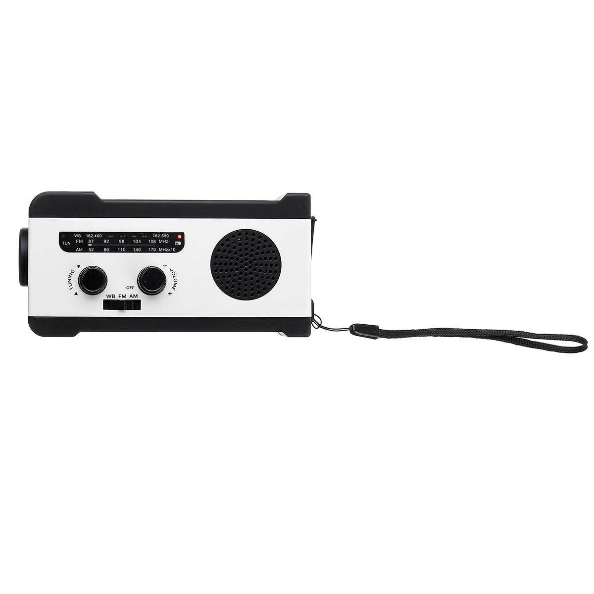 Portable Multifunctional AM/FM/WB Radio Pocket Speakers Solar Hand Crank Radio White