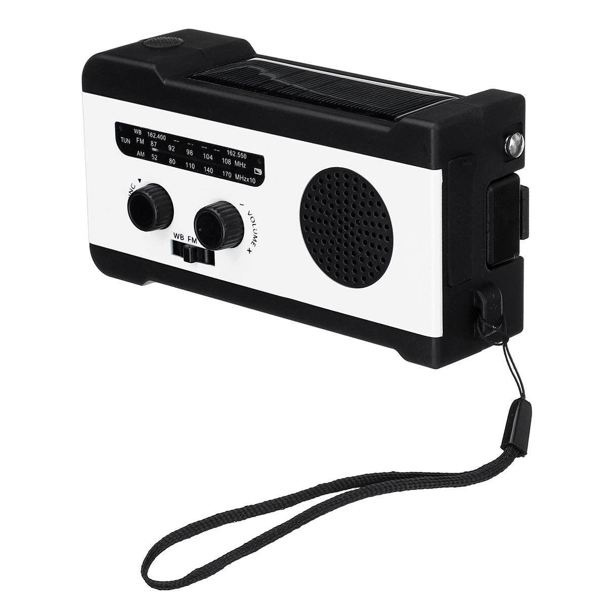 Portable Multifunctional AM/FM/WB Radio Pocket Speakers Solar Hand Crank Radio White