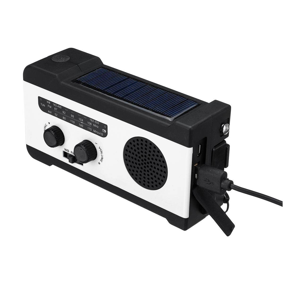 Portable Multifunctional AM/FM/WB Radio Pocket Speakers Solar Hand Crank Radio White