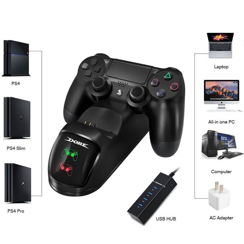 Game Controller Charger Dock Dual USB Gamepad Charger Docking Station Desktop Charger For PS4 Of PS4 Slim Of PS4 Pro Controller