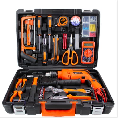 Mechanical And Electrical Tools Box Kit Set With Electric Drill 13mm Machine