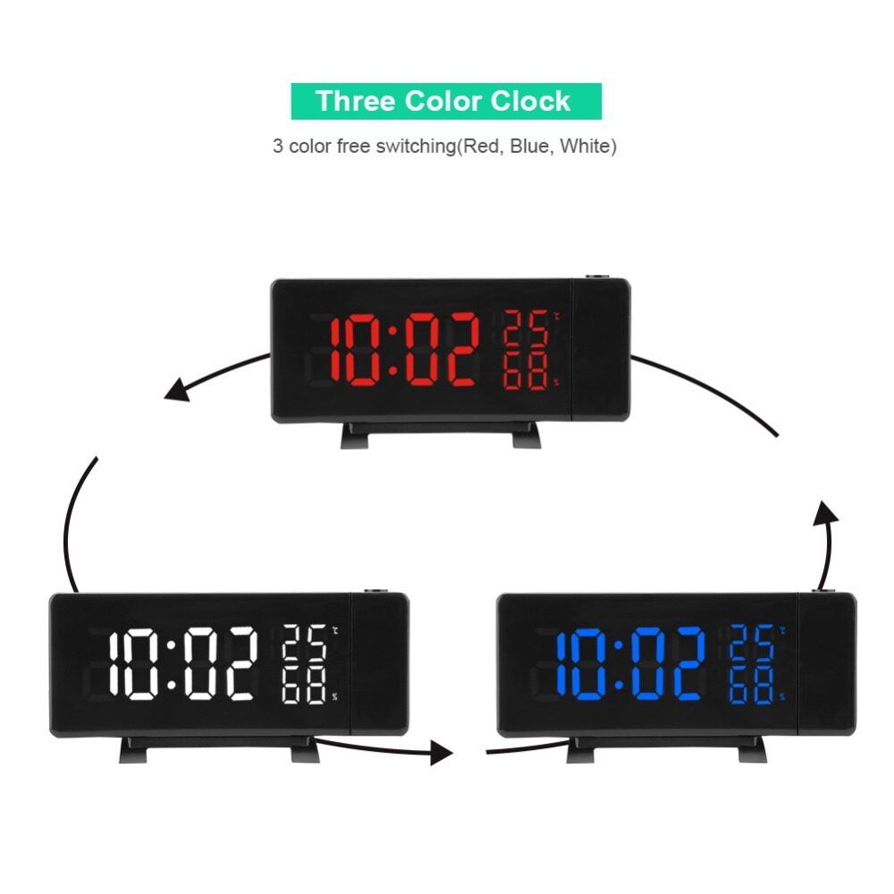 TS-5210 Hygrometer Digital Clock 3 Projection LED Switch Display Time Clock Temperature Humidity FM Radio
