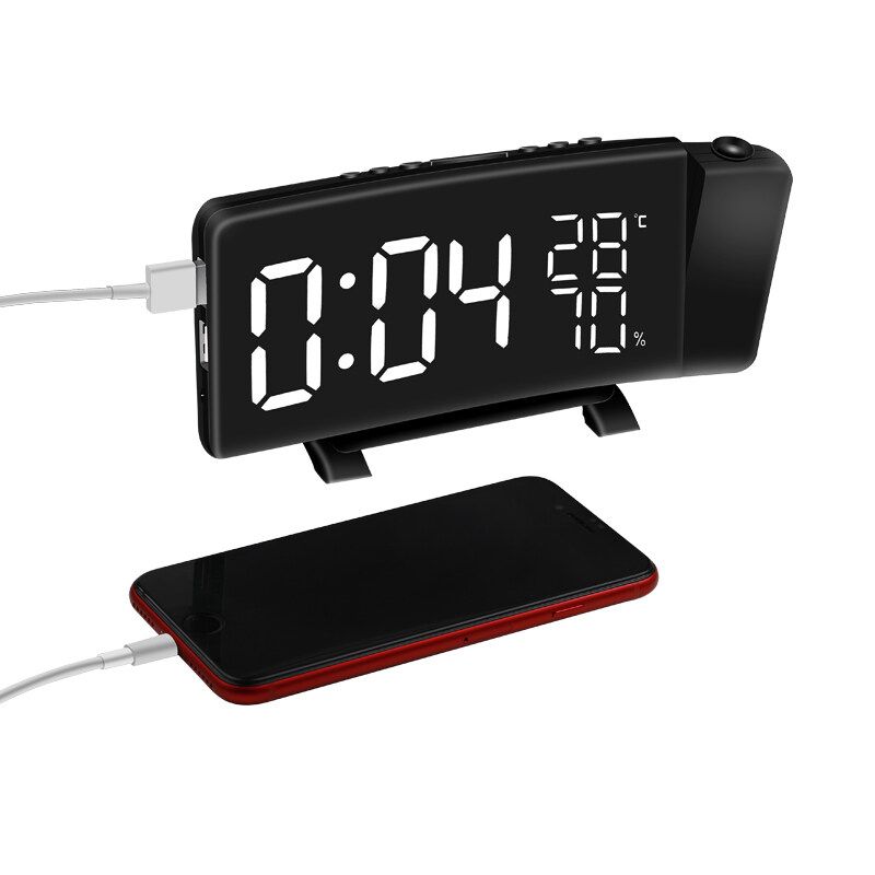 TS-5210 Hygrometer Digital Clock 3 Projection LED Switch Display Time Clock Temperature Humidity FM Radio