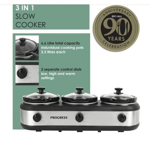 Triple Pot Slow Cooker - 405W