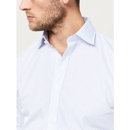 Slim Fit Stripe Poplin Shirt - Light Blue
