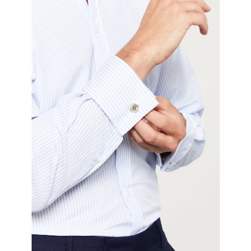 Slim Fit Stripe Poplin Shirt - Light Blue
