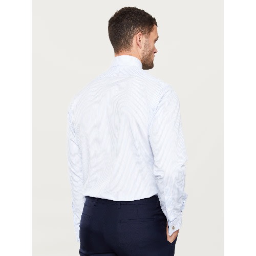 Slim Fit Stripe Poplin Shirt - Light Blue