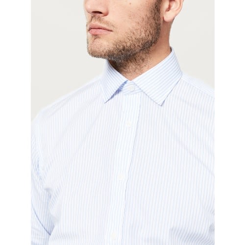 Slim Fit Stripe Poplin Shirt - Light Blue