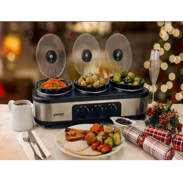 3.9L Triple Slow Cooker & Warming Station