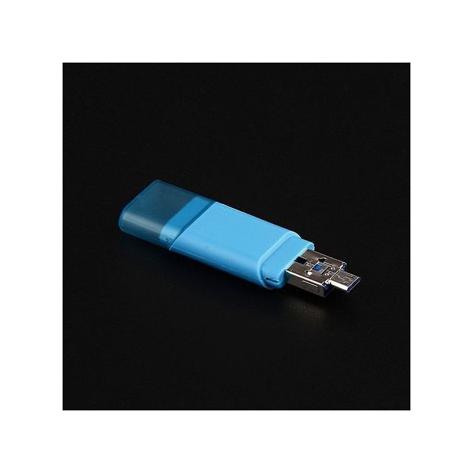 -2 IN 1 USB 2.0 OTG Metal Flash Memory Stick Storage Thumb U Disk 32GB LB-Light Blue