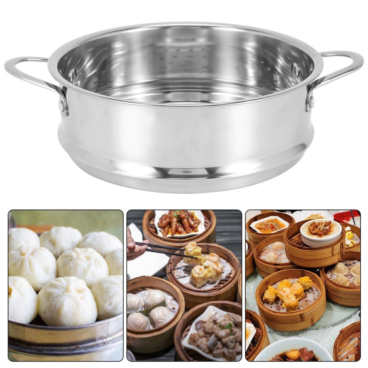 16cm Thickening Food Rack Stainless Steel Steamer with Double Ear for Soup Pot Milk Pot