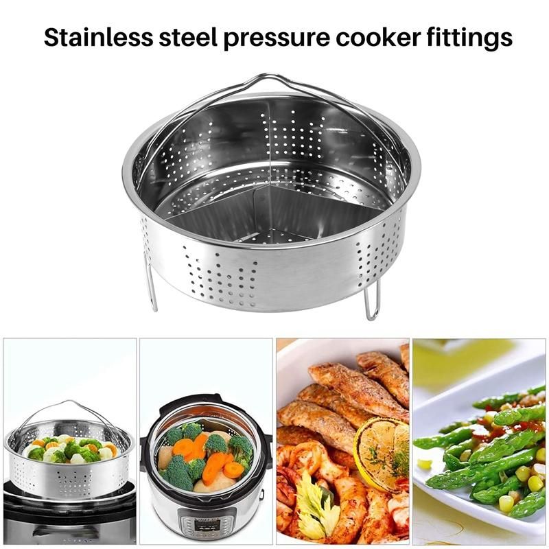 3PcsSet Pressure Cooker Accessories Stainless Steel Basket with Egg Steamer Rack Divider for Kitchen Cooking