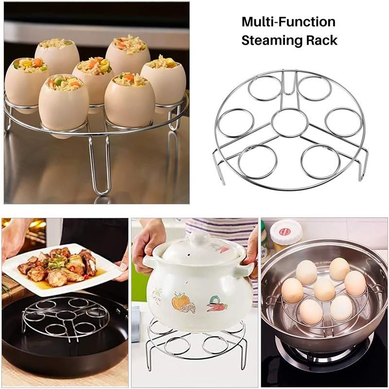 3PcsSet Pressure Cooker Accessories Stainless Steel Basket with Egg Steamer Rack Divider for Kitchen Cooking