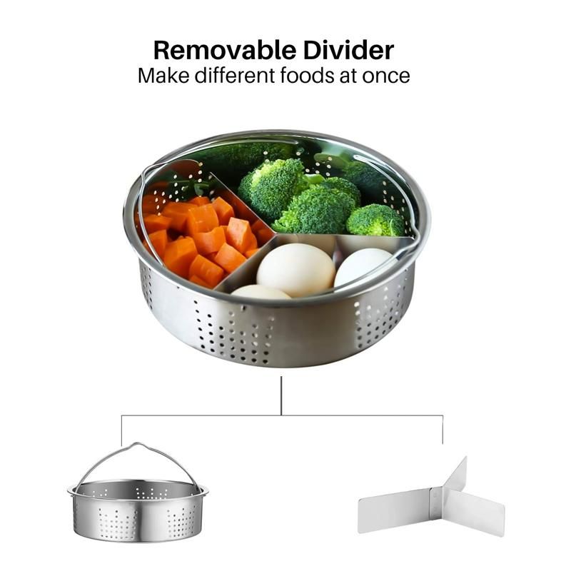 3PcsSet Pressure Cooker Accessories Stainless Steel Basket with Egg Steamer Rack Divider for Kitchen Cooking