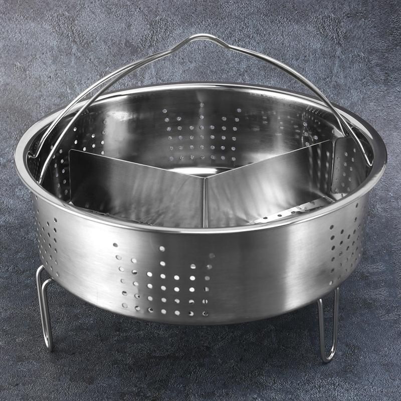 3PcsSet Pressure Cooker Accessories Stainless Steel Basket with Egg Steamer Rack Divider for Kitchen Cooking