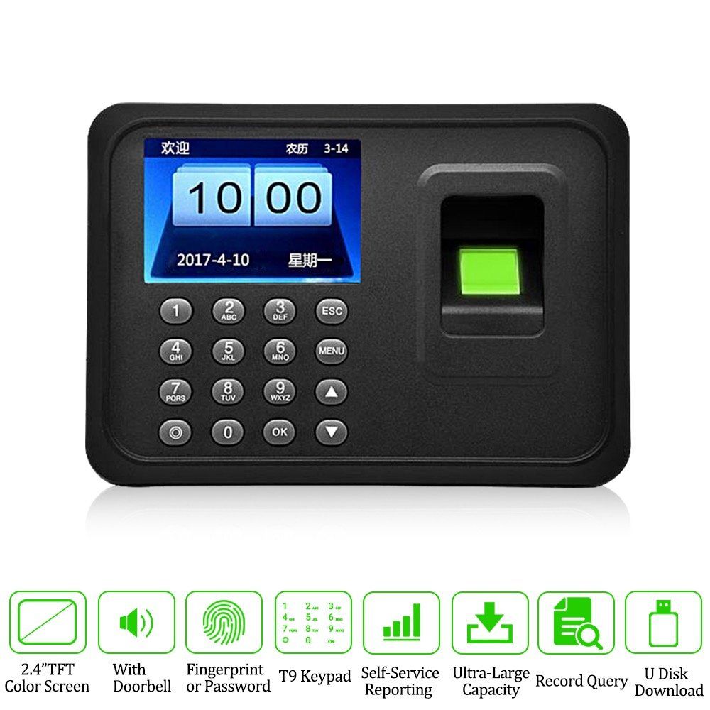 Fingerprint Password Attendance Machine Time Clock Recorder
