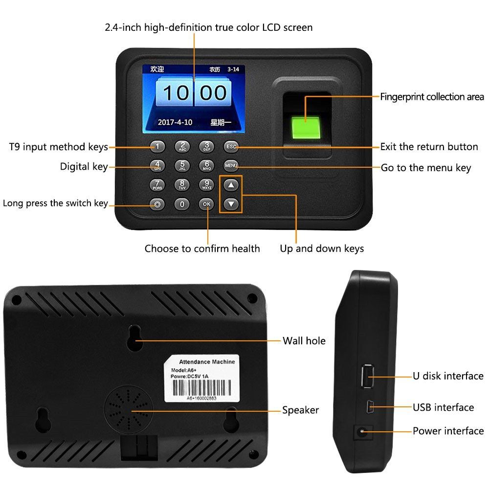 Fingerprint Password Attendance Machine Time Clock Recorder