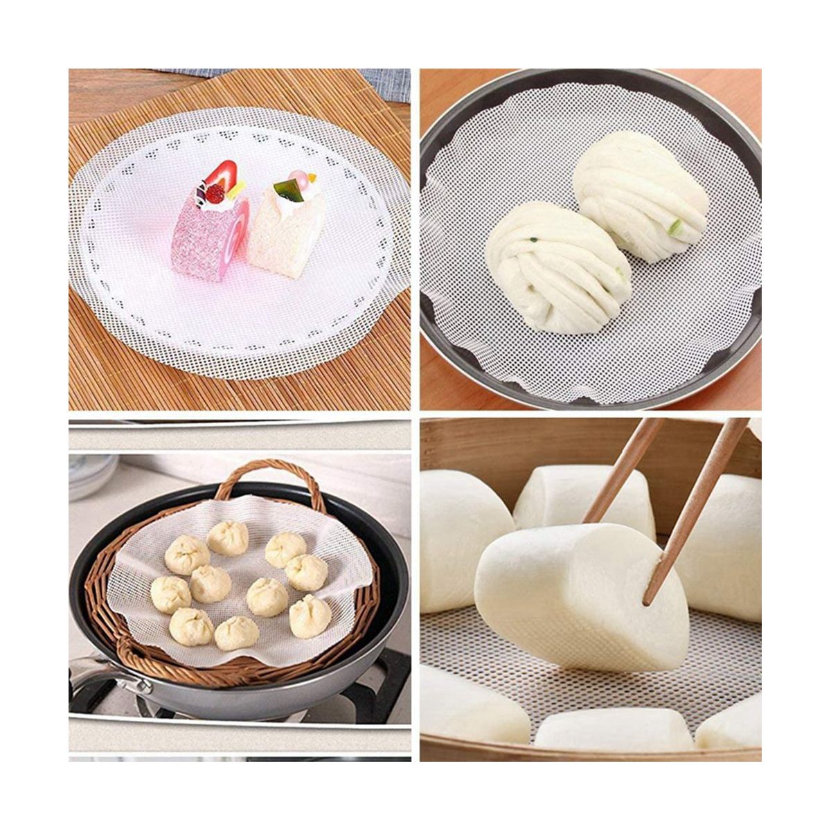 24Pcs Silicone Steamer Mesh Mat12Inch Non Stick Reusable Steamer Mesh Sheet High Temperature Resistance Steamer Liners