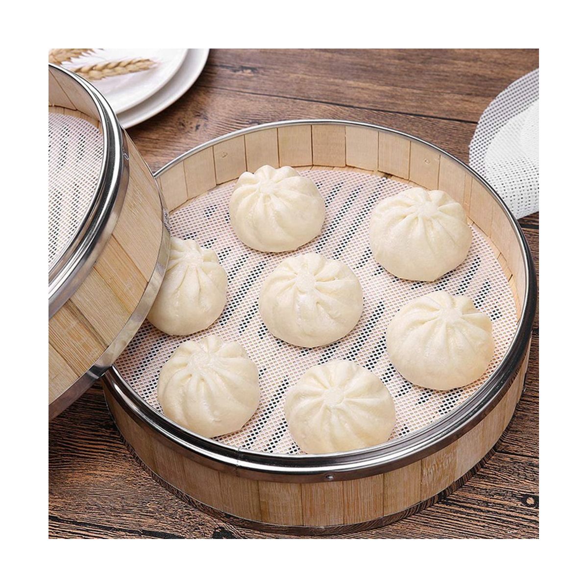 24Pcs Silicone Steamer Mesh Mat12Inch Non Stick Reusable Steamer Mesh Sheet High Temperature Resistance Steamer Liners