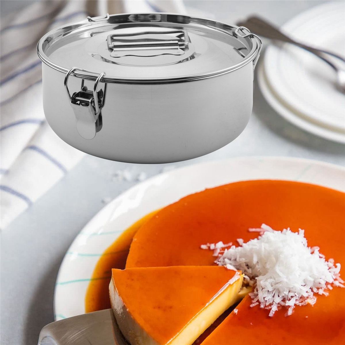 Stainless Steel Flan Mold 60 Oz Compatible with 6 Qt 3 Qt 8 Qt Avail Mexican Design