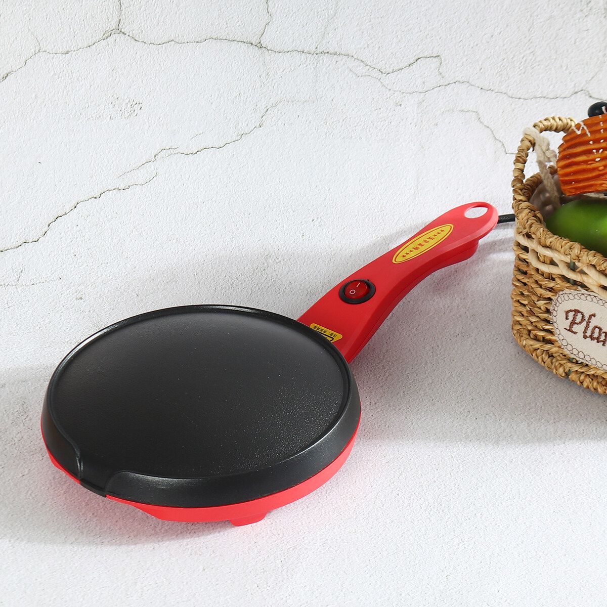 220V 600W Multifunction Electric Pancake Crepe Maker Non-Stick Baking Pancake Pan Frying Griddle Appliances For Perfect Crepes Blintzes Pancakes Bacon Pizza With Tray+Stir Bar