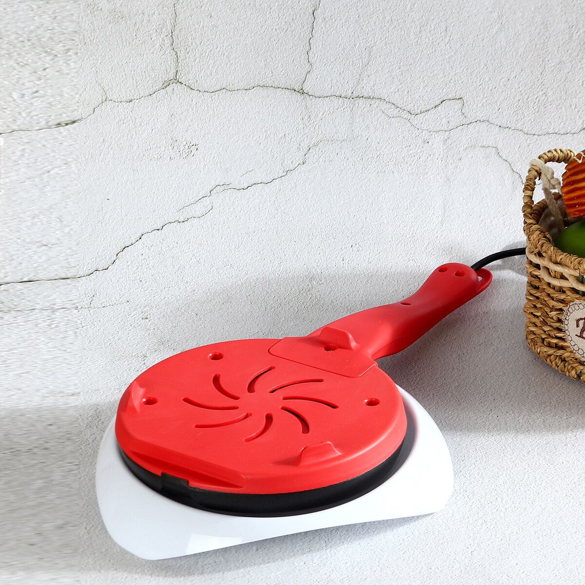 220V 600W Multifunction Electric Pancake Crepe Maker Non-Stick Baking Pancake Pan Frying Griddle Appliances For Perfect Crepes Blintzes Pancakes Bacon Pizza With Tray+Stir Bar