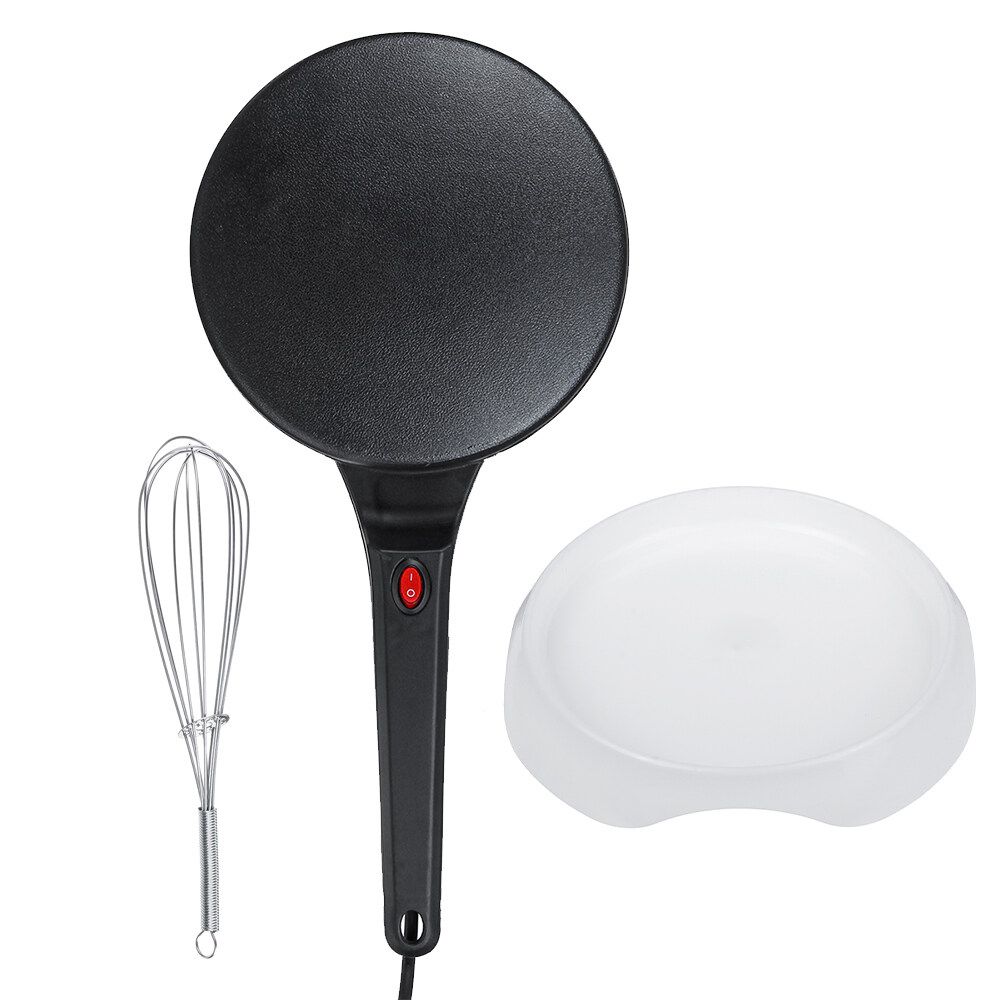 220V 900W Electric Griddle Crepe Maker Non-stick Pan Style 8" Pancake Machine + Bowl + Egg Blender Black