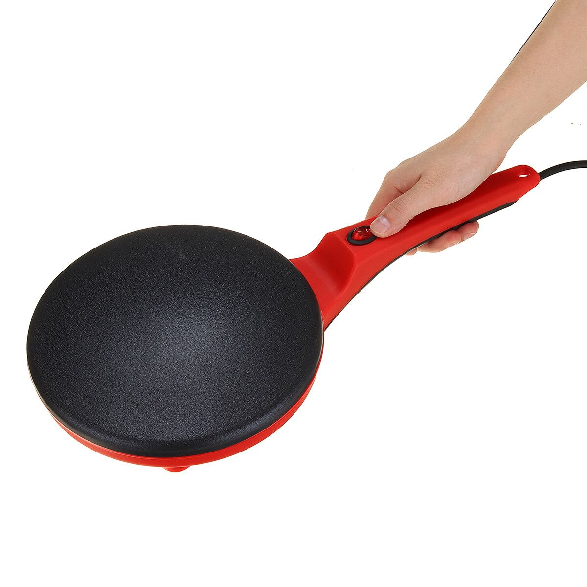 110V 600W 20cm Multifunction Electric Pancake Crepe Maker Black/Red Non-Stick Baking Pancake Pan Frying Griddle Appliances For Perfect Crepes Blintzes Pancakes Bacon Pizza Red