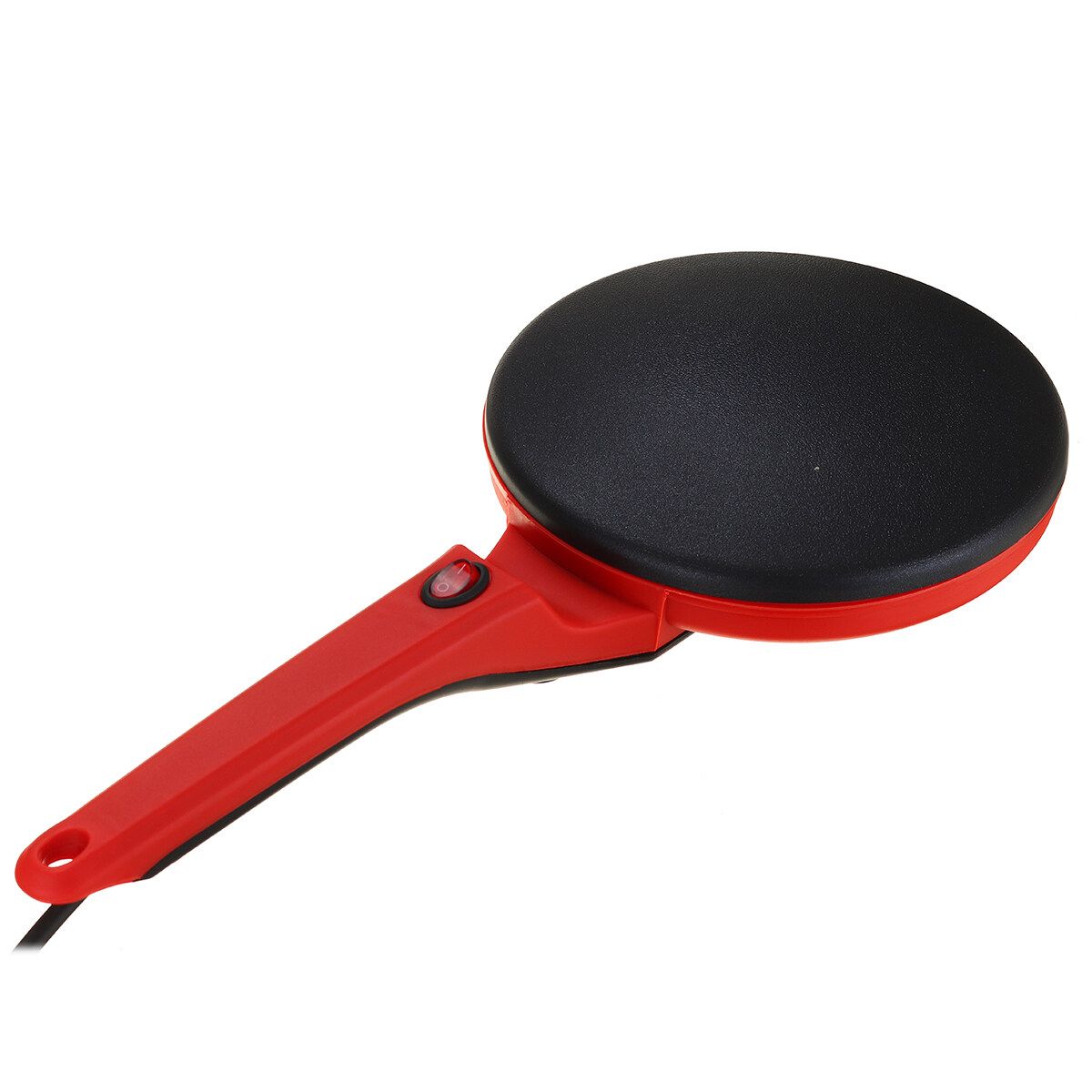 110V 600W 20cm Multifunction Electric Pancake Crepe Maker Black/Red Non-Stick Baking Pancake Pan Frying Griddle Appliances For Perfect Crepes Blintzes Pancakes Bacon Pizza Red
