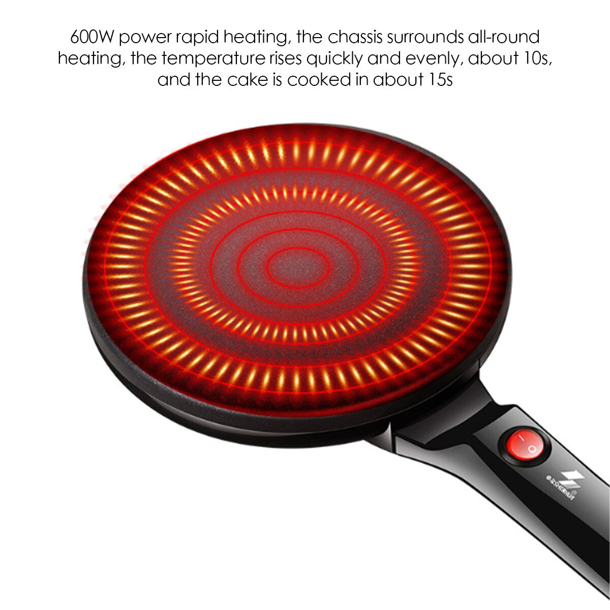 650W Electric Crepe Maker Pancake Machine Non-Stick Griddle Baking Cooking Pan