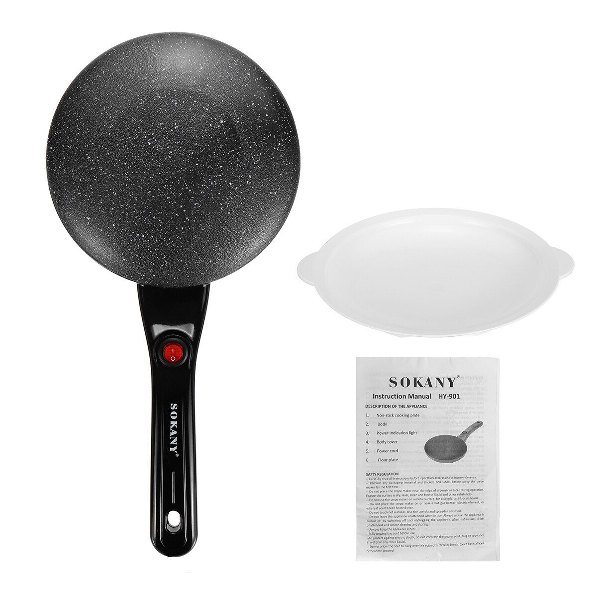Sokany Electric Pancake Pan Maker Eggs Roll Ice Cone Roller Omelette Baking Crepe Dessert Maker Pan Pizza Non Stick Machine Black