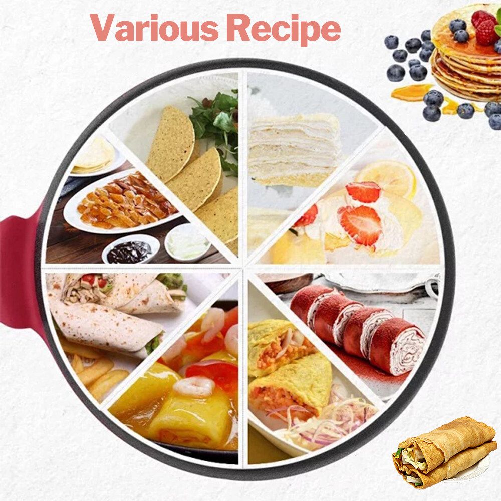 8 Inch Portable Non-stick Electric Pancake & Crepe Maker Baking Pizza Machine Pancake Black