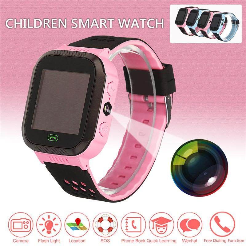 Anti-lost Kids LBS Tracker SOS Call Children Smart Watch For Android IOS Phone Pink Pink With Camera