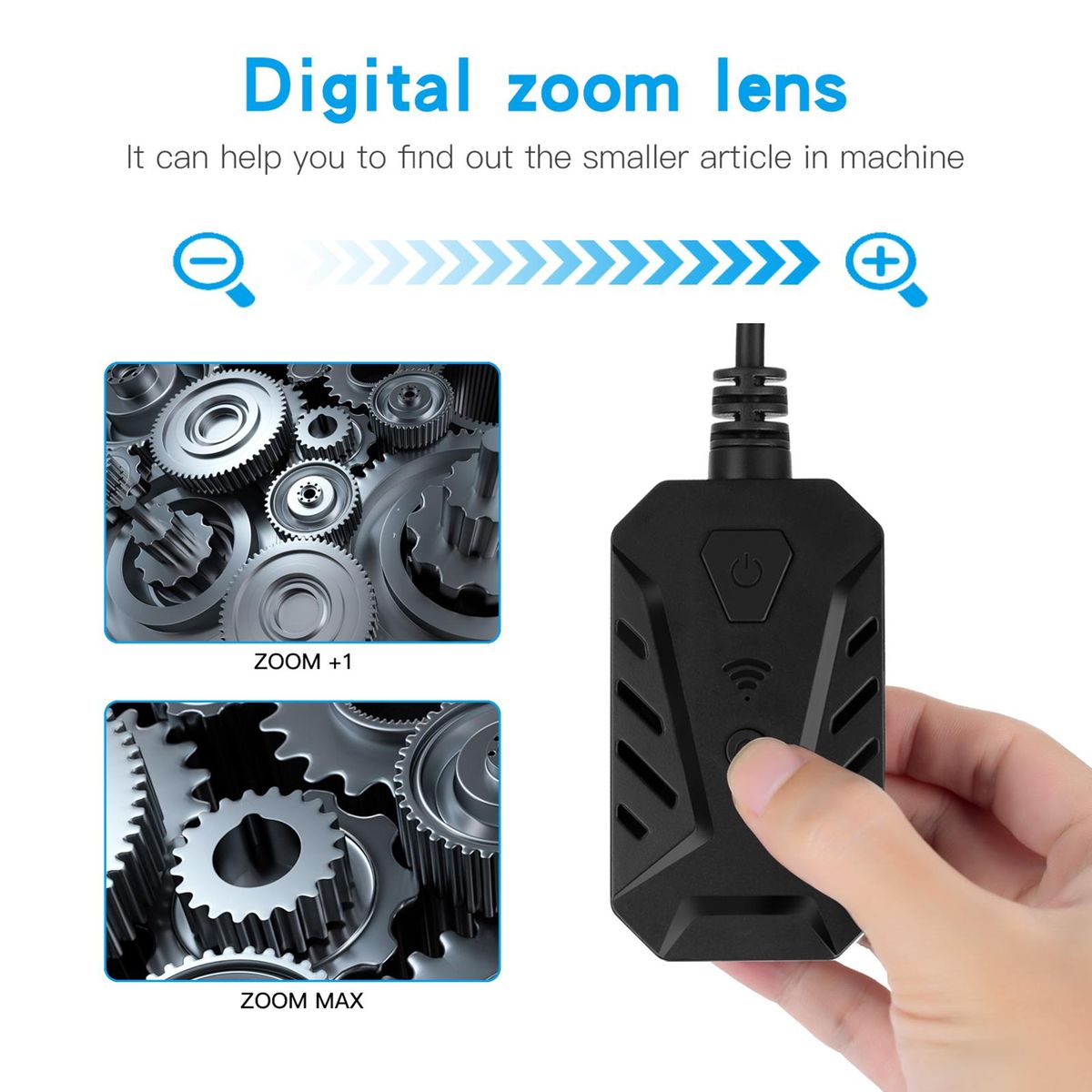 Industrial Endoscopy Borescope Inspection Camera Supported W-IFI Connected/ P-hone App Control/ Auto-focus Built-in 4 Dimmable Adjustable Brightness LEDs 14mm Lens 2560* 1944 Resolution IP68 Water Resistance Built-in 2600 Hig