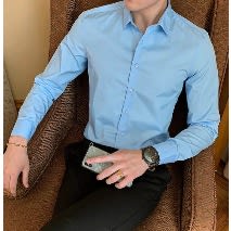 5pcs Pure Corporate Longsleeve Shirts- Black Navy Blue Pink White Sky Blue