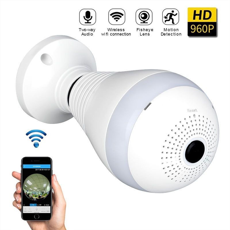 960P 360 Degree Panoramic Led E27 Bulb Light Smart Wireless Phone APP Control CCTV 3D VR Camera WiFi FishEye Lamp Home Security ABDSW