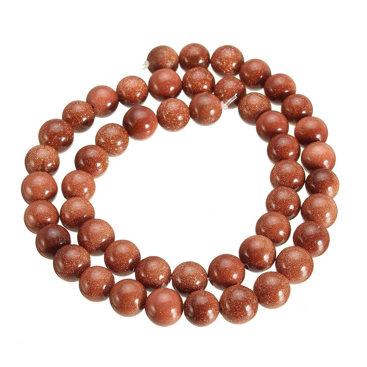50pcs Crystal Loose 8mm Beads Chakra Healing Reiki Prayer Beaded Bracelet Goldstone