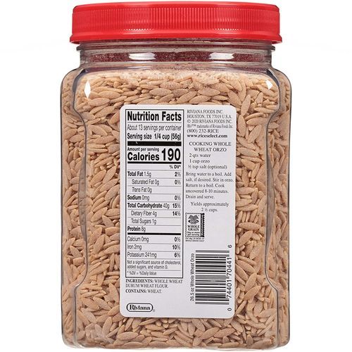 Orzo Whole Wheat 26.5 Oz 751g