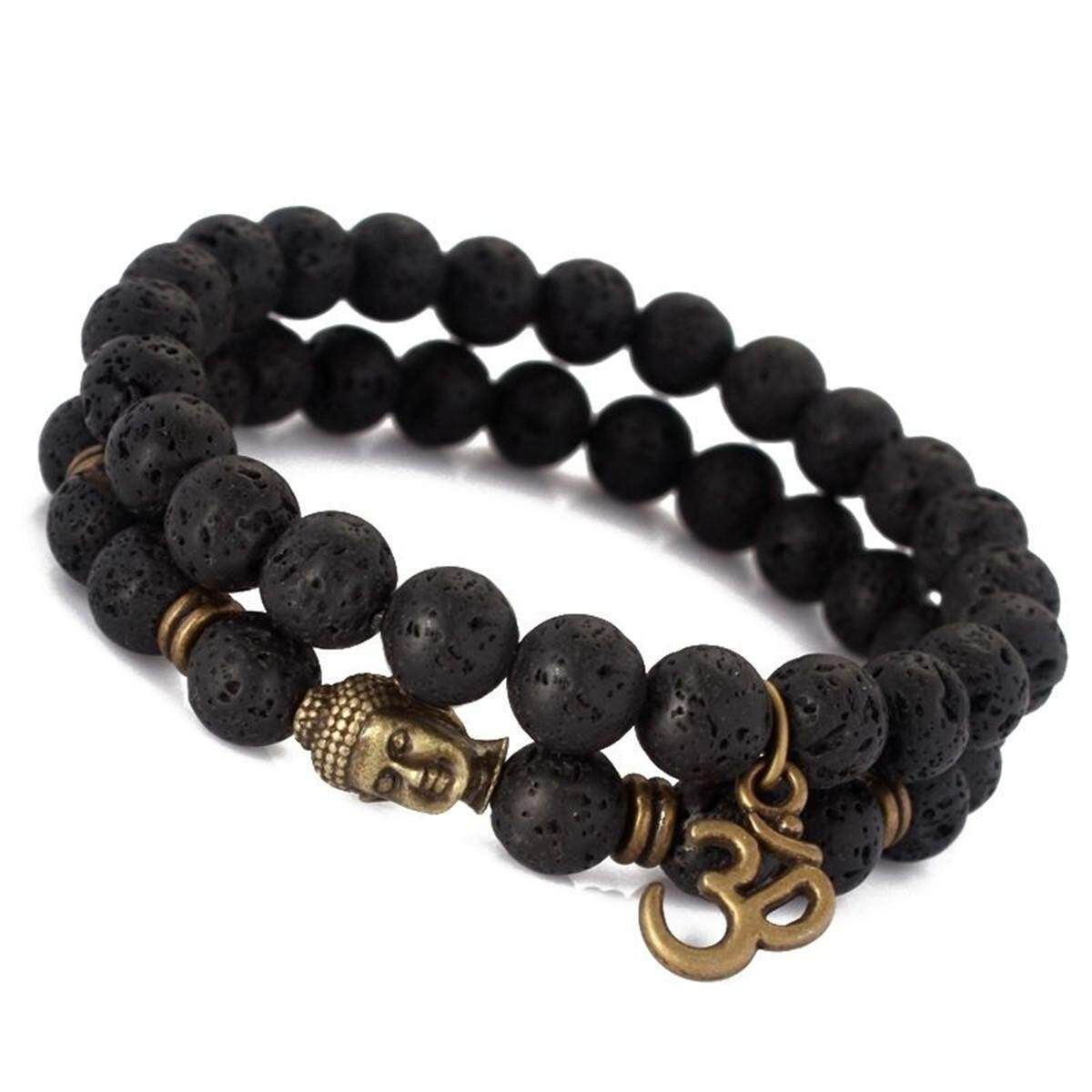111974581526 Mens Lava Buddha Beaded Bracelet Lucky Yoga Energy Wrist Mala OM Bracelets