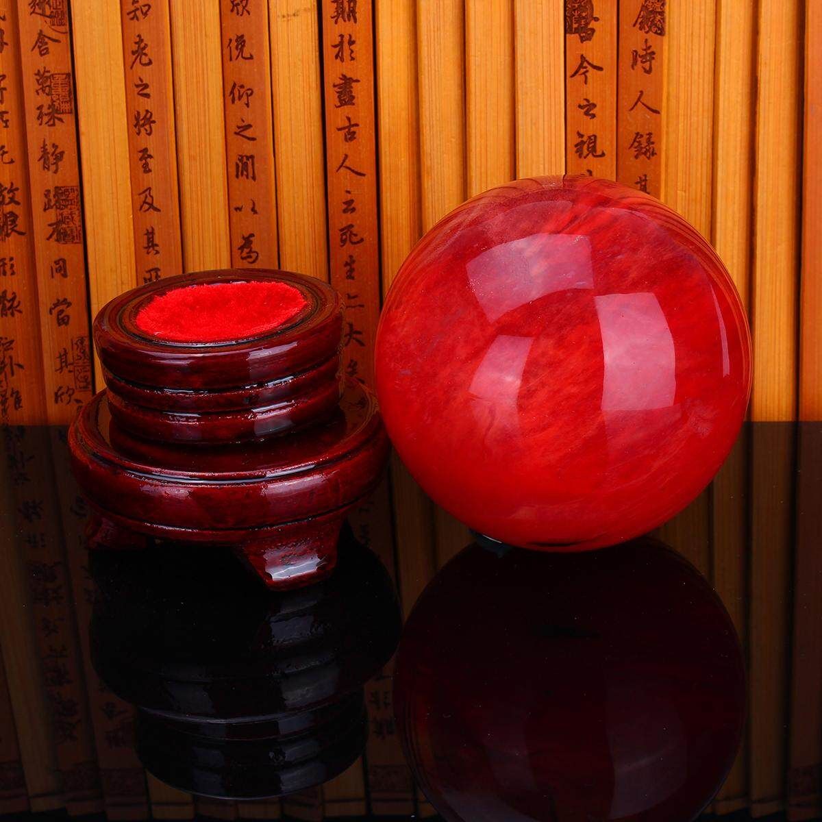 (photo)Red Crystal Ball Citrine Calcite Quartz Sphere Healing Gemstone Car