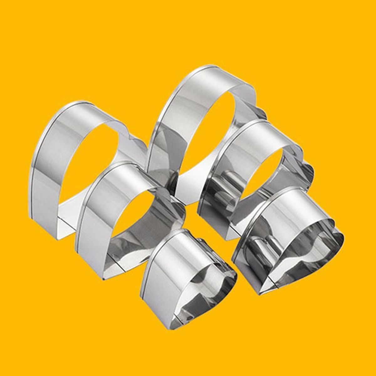 6Pcs Biscuit Mould Stainless Steel Heart Shaped Cookie Biscuit Cutter DIY Baking Mold Pastry Baking Tool for Birthday Cup Cakes Party Dessert Restaurant Kitchen Gadgets Dishwasher Safe