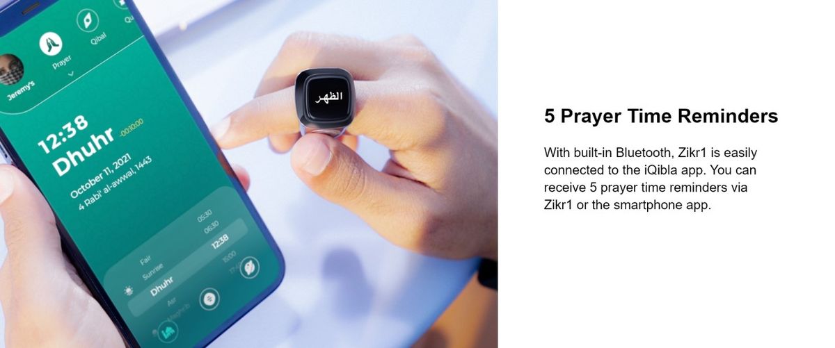 IQibla Zikr Ring  Tasbih Counter 15 Days Battery Life