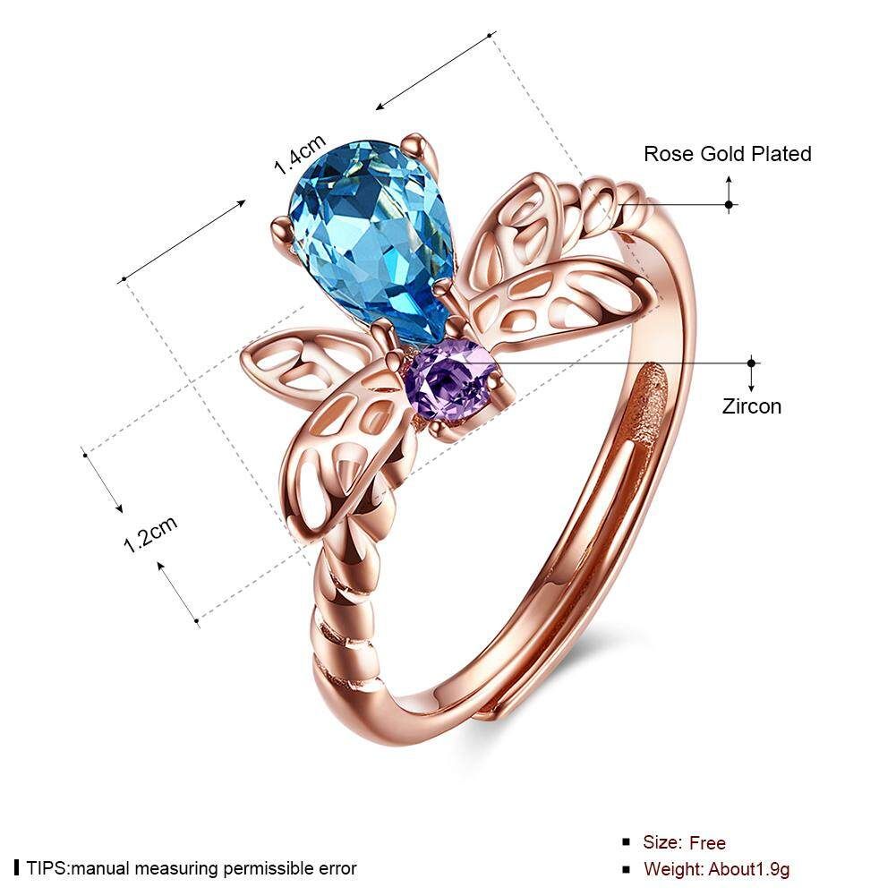 925 Sterling Silver Ring Honeybee Shape Zirconia Open Ring Fashion Rose Gold Ring For Women