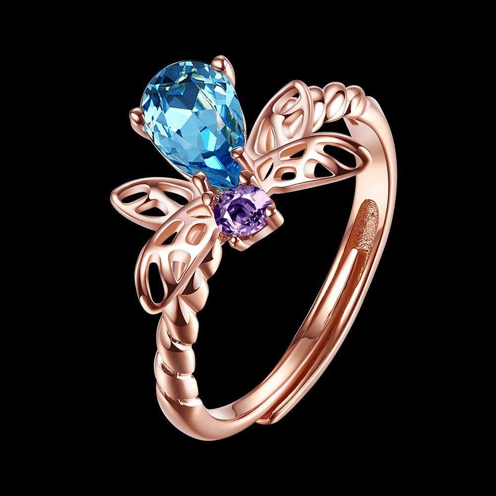 925 Sterling Silver Ring Honeybee Shape Zirconia Open Ring Fashion Rose Gold Ring For Women