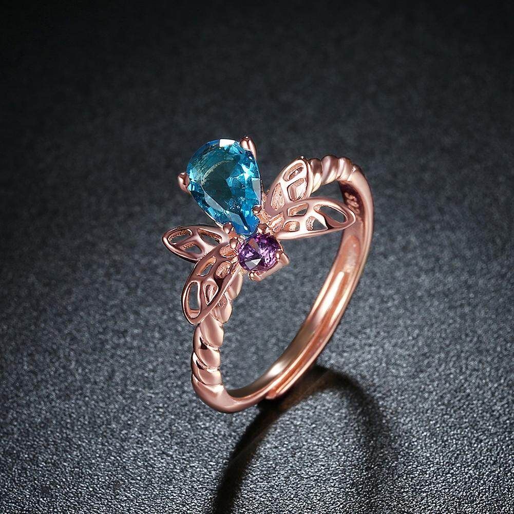 925 Sterling Silver Ring Honeybee Shape Zirconia Open Ring Fashion Rose Gold Ring For Women