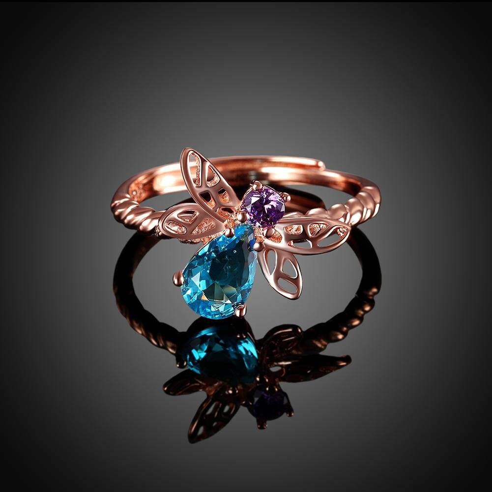 925 Sterling Silver Ring Honeybee Shape Zirconia Open Ring Fashion Rose Gold Ring For Women