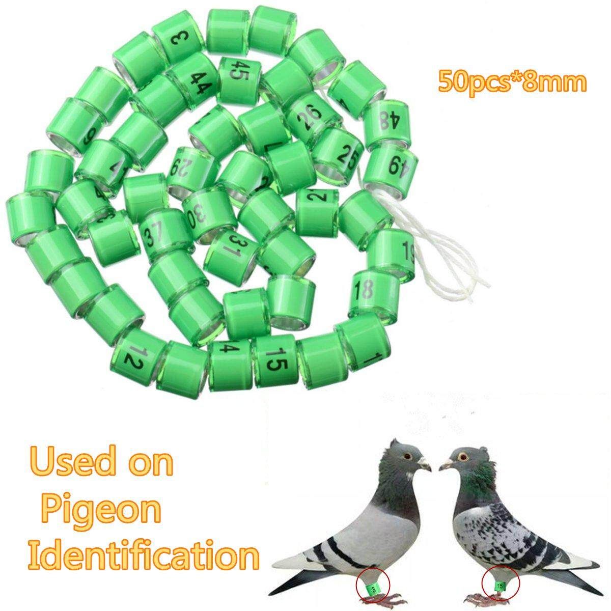 50pcs*8mm 3 Colors Racing Pigeon Supplies Utensils Foot Ring With Number 1-50