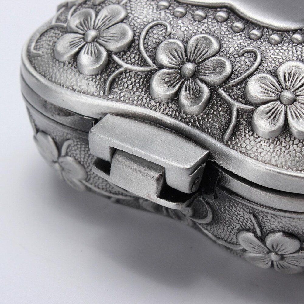 Heart Jewelry Box Antique Casket Alloy Case Ring Earring Necklace Storage Holder