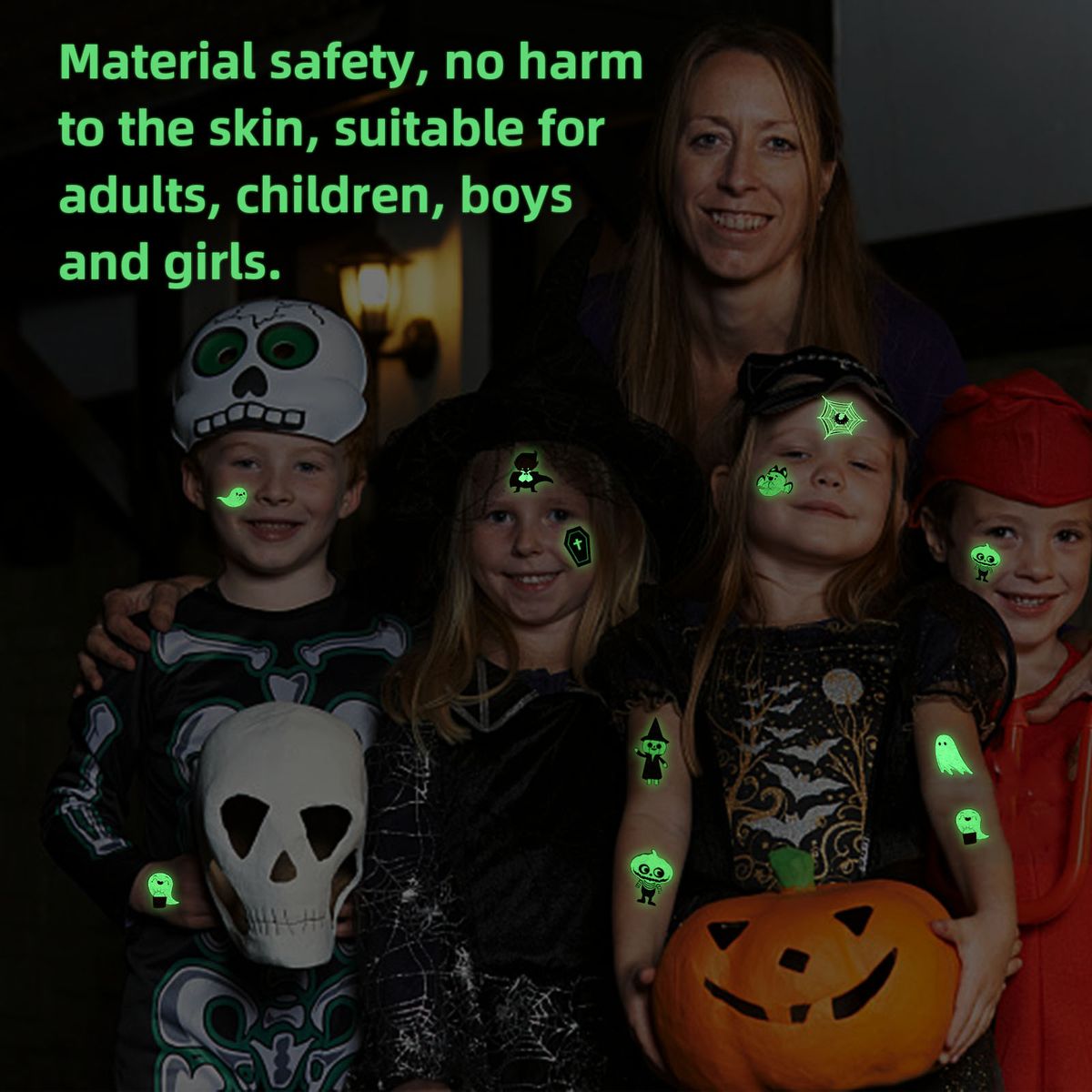 Halloween Tattoos Luminous Stickers For Children 10 Sheets