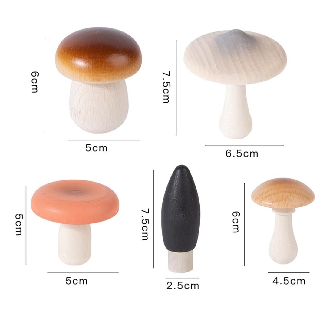 14Pcs Wooden Mushroom Set Natural Unfinished Mushroom DIY